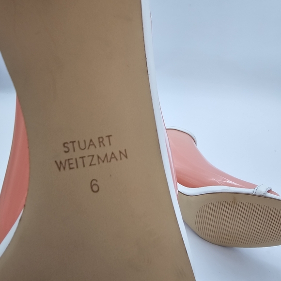 Stuart Weitzman Amelina White Leather Heeled Sandals Size 6 - Picture 13 of 16